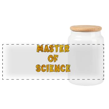 Abschluss Master of Science - Panorama Keksdose mit Holzdeckel - Weiß - Vorne