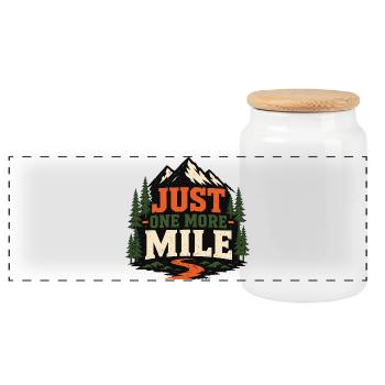 Course en sentier - Plus qu’un mile - Boîte à biscuits avec couvercle en bois - blanc - Devant