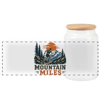 Trail Running - Mountain Miles - Panoramic Cookie Jar with Wooden Lid - white - Front