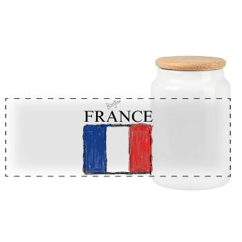 FRANCE drapeau et emblème de la France. Supporter - Boîte à biscuits avec couvercle en bois - blanc - Devant