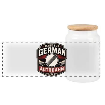 Made for German Autobahn - Panorama Keksdose mit Holzdeckel - Weiß - Vorne