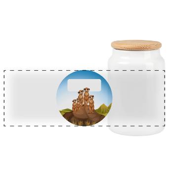 Autocollants scolaires autour de la famille des suricates sur rochers - Boîte à biscuits avec couvercle en bois - blanc - Devant