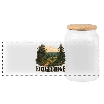 Erzgebirge - Panorama Keksdose mit Holzdeckel - Weiß - Vorne