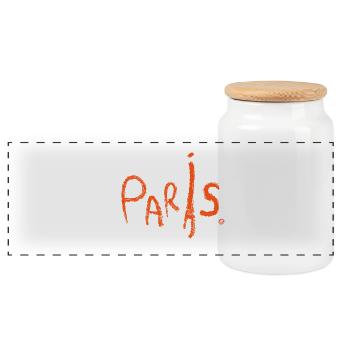 Paris Handgezeichnet Spruch - Panorama Keksdose mit Holzdeckel - Weiß - Vorne