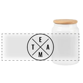 Team - Panorama Keksdose mit Holzdeckel - Weiß - Vorne