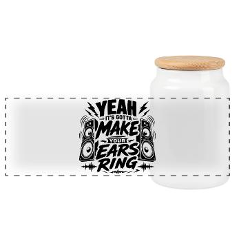 Music that makes the festival moment unforgettable - Panoramic Cookie Jar with Wooden Lid - white - Front