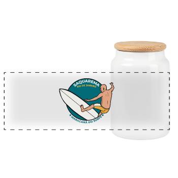 Saquarema Brazil Maracana do Surfe Rio de Janeiro - Panoramic Cookie Jar with Wooden Lid - white - Front