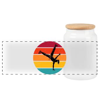 Breakdance Geschenkidee für eine Hip-Hop-Tänzerin - Panorama Keksdose mit Holzdeckel - Weiß - Vorne