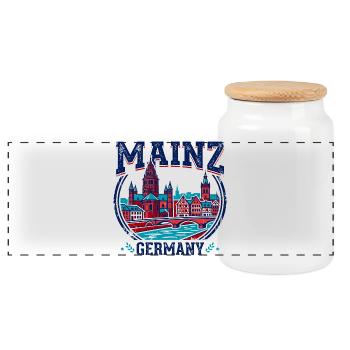 Mainz Germany Cathedral Rhine River Emblem - Panorama Keksdose mit Holzdeckel - Weiß - Vorne