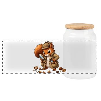 Manteau d’écureuil détective - Boîte à biscuits avec couvercle en bois - blanc - Devant