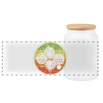 Boccia and Petanque Vintage Graphic Boccia Balls - Panoramic Cookie Jar with Wooden Lid - white - Front