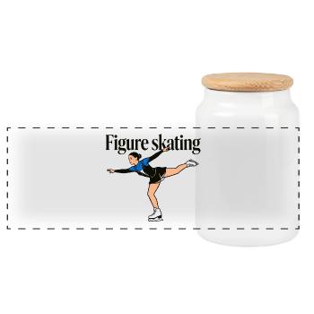 Figure skating - Panoramic Cookie Jar with Wooden Lid - white - Front