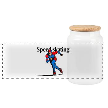 Skating - Panoramic Cookie Jar with Wooden Lid - white - Front