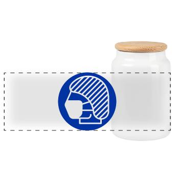 Filet à cheveux et masque facial, médecin, infirmière - Boîte à biscuits avec couvercle en bois - blanc - Devant