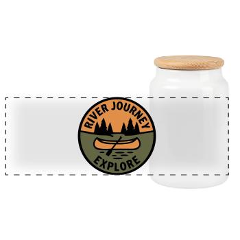 Excursion en canoë Badge River Sports nautiques Pagaie - Boîte à biscuits avec couvercle en bois - blanc - Devant