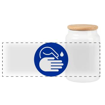 Hände waschen Icon - Panorama Keksdose mit Holzdeckel - Weiß - Vorne