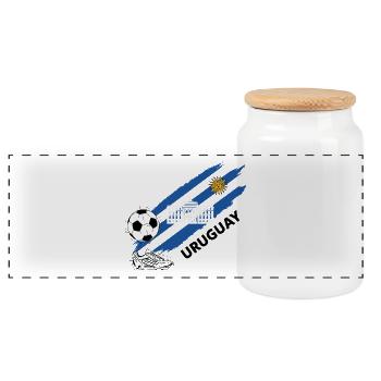 Uruguay Fußball Uruguay Fußball-Fantrikot - Panorama Keksdose mit Holzdeckel - Weiß - Vorne