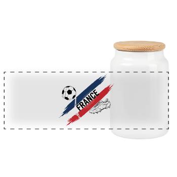 France Football France Soccer Supporter Jersey - Panoramic Cookie Jar with Wooden Lid - white - Front