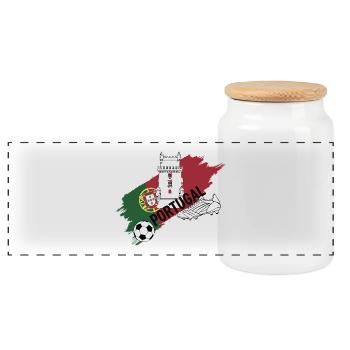 Portugal Football Maillot Supporter Soccer Foot - Boîte à biscuits avec couvercle en bois - blanc - Devant