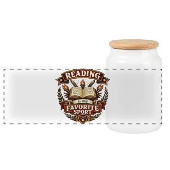 La lecture est mon sport préféré Armoiries vintage - Boîte à biscuits avec couvercle en bois - blanc - Devant