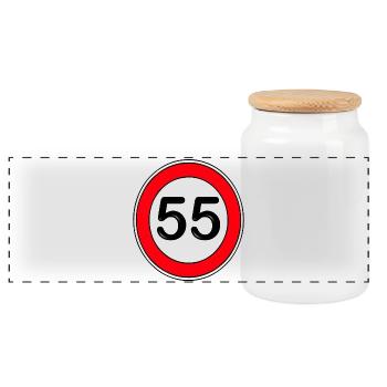 55th Years, Birthday, Retro Sign - Panoramic Cookie Jar with Wooden Lid - white - Front