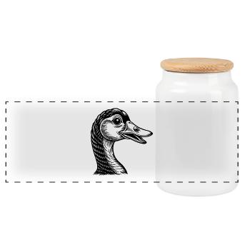 Funny goose - Panoramic Cookie Jar with Wooden Lid - white - Front