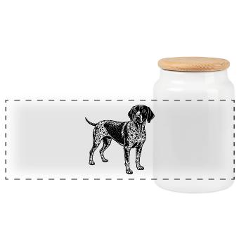 Pointeur allemand à poil court - Boîte à biscuits avec couvercle en bois - blanc - Devant