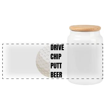 Drive Chip Putt Beer – Golf Slogan - Boîte à biscuits avec couvercle en bois - blanc - Devant