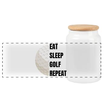 Mangez Dormez Répétez le Golf – Slogan du Golf - Boîte à biscuits avec couvercle en bois - blanc - Devant