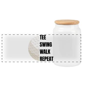 Tee Swing Walk Repeat - Golf slogan - Panorama Keksdose mit Holzdeckel - Weiß - Vorne