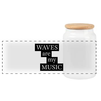Waves Are My Music Sea Saying - Panoramic Cookie Jar with Wooden Lid - white - Front