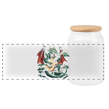 Drache Fantasy Geschenk Fantasie - Panorama Keksdose mit Holzdeckel - Weiß - Vorne