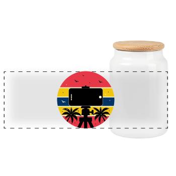 Capture Life Vibes – Créateur de Tropical Sunset - Boîte à biscuits avec couvercle en bois - blanc - Devant