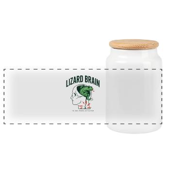 Lizard Brain Lizard Brain Psychology Profile - Panoramic Cookie Jar with Wooden Lid - white - Front