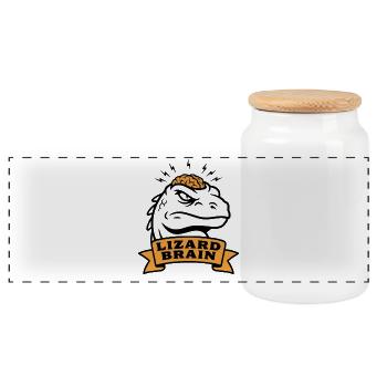 Lizard Brain Lizard Profile Brain Psychology - Panoramic Cookie Jar with Wooden Lid - white - Front
