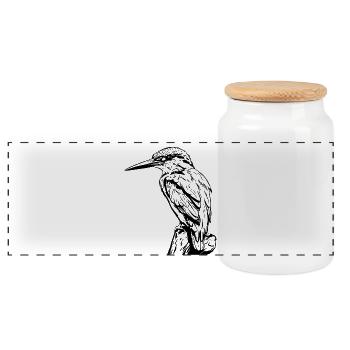 Specht / Eisvogel - Panorama Keksdose mit Holzdeckel - Weiß - Vorne