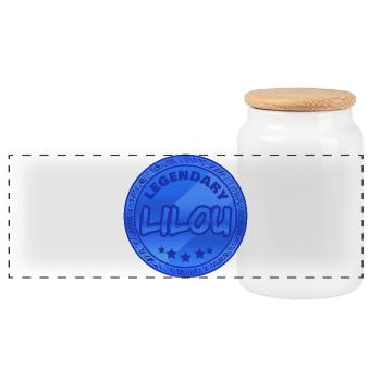 Legendäres LLOU Abzeichen Design - Panorama Keksdose mit Holzdeckel - Weiß - Vorne