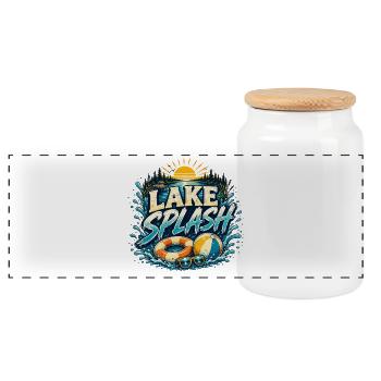 Lake Splash Lake-Summer Design - Panoramic Cookie Jar with Wooden Lid - white - Front
