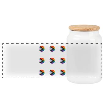Pride Arrow Mosaic - Panoramic Cookie Jar with Wooden Lid - white - Front