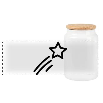 shooting star - Panoramic Cookie Jar with Wooden Lid - white - Front