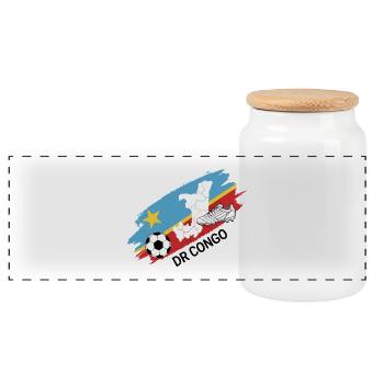 RDC Congo Football Maillot DRC Soccer Foot - Boîte à biscuits avec couvercle en bois - blanc - Devant