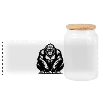 gorille - Boîte à biscuits avec couvercle en bois - blanc - Devant