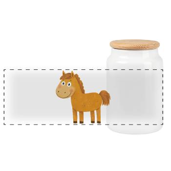 Horse - Panoramic Cookie Jar with Wooden Lid - white - Front