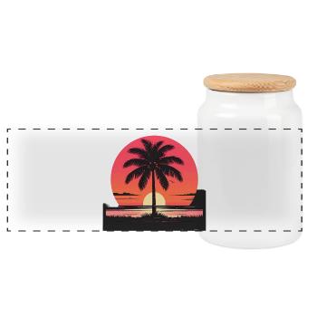 Île Sunset Palm - Boîte à biscuits avec couvercle en bois - blanc - Devant