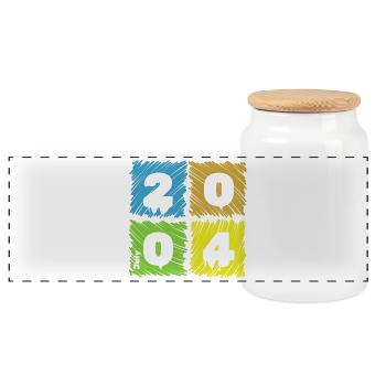 22. Geburtstag Farbige Patches since 07/2004 - Panoramic Cookie Jar with Wooden Lid - white - Front