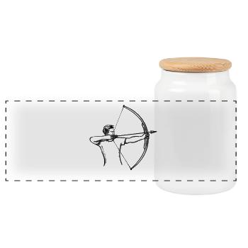 Bogenschütze - Illustration - Panorama Keksdose mit Holzdeckel - Weiß - Vorne