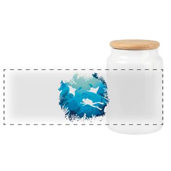 Plongée océanique - Boîte à biscuits avec couvercle en bois - blanc - Devant