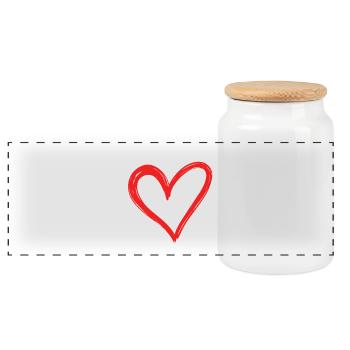 Heart - Panoramic Cookie Jar with Wooden Lid - white - Front