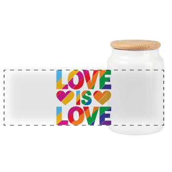 Pride Month LGBTQ - Love is Love - Panoramic Cookie Jar with Wooden Lid - white - Front