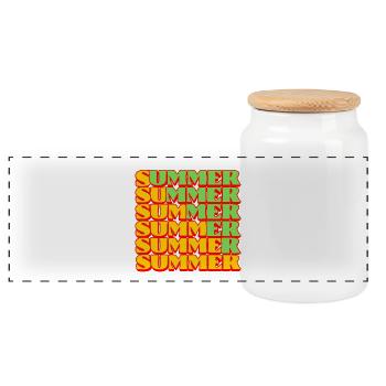 Groovy Summer wiederholte Retro-Typografie - Panorama Keksdose mit Holzdeckel - Weiß - Vorne